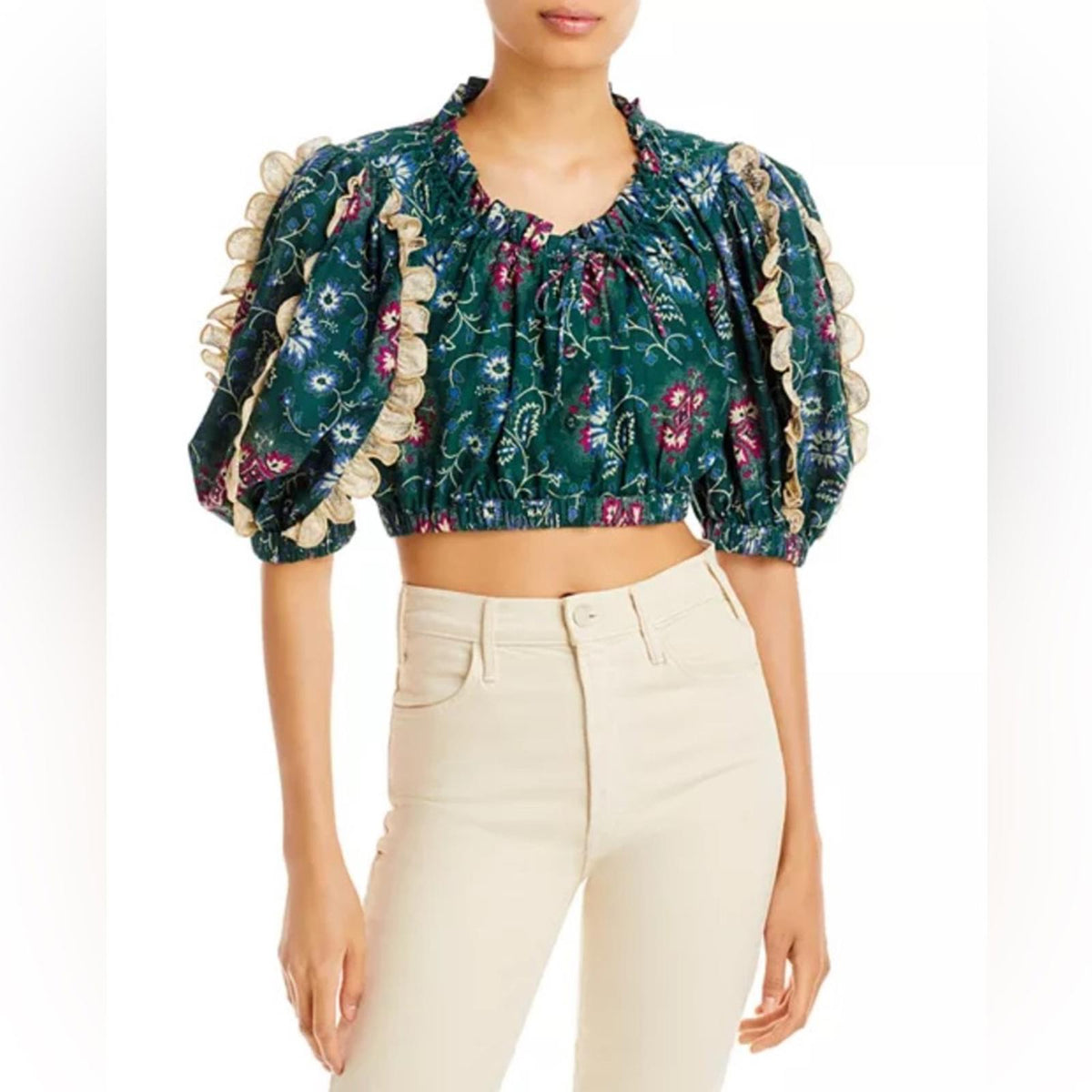 Sea New York Robina Puff Sleeve Cotton Top, Size M New w/Tag $295