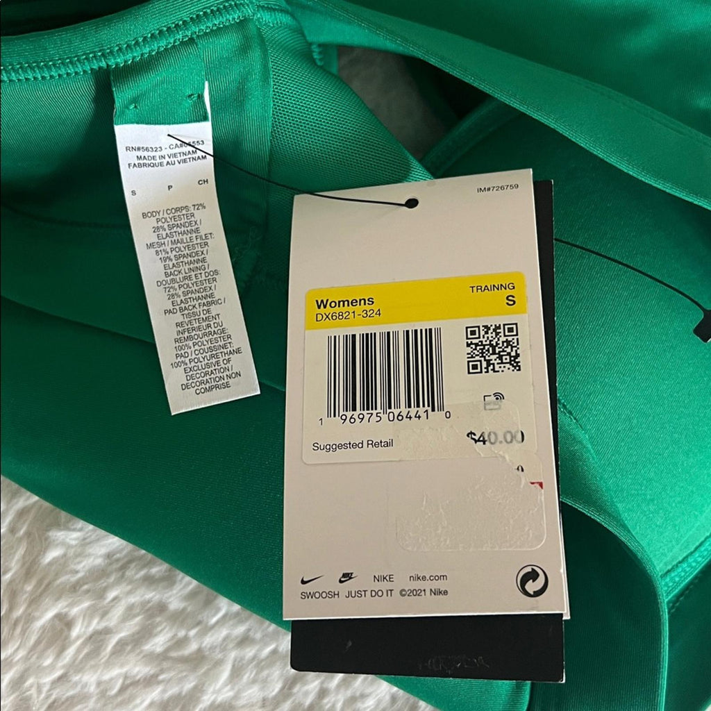 Nike Swoosh Logo Medium-Support Padded Sport Bra in Green, Size S, NWT