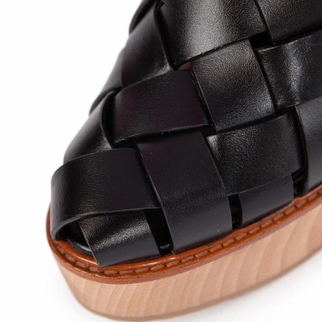 Paloma Barcelo Aubrey Woven High Heel Platform Pumps, Black Size 37 New in Box