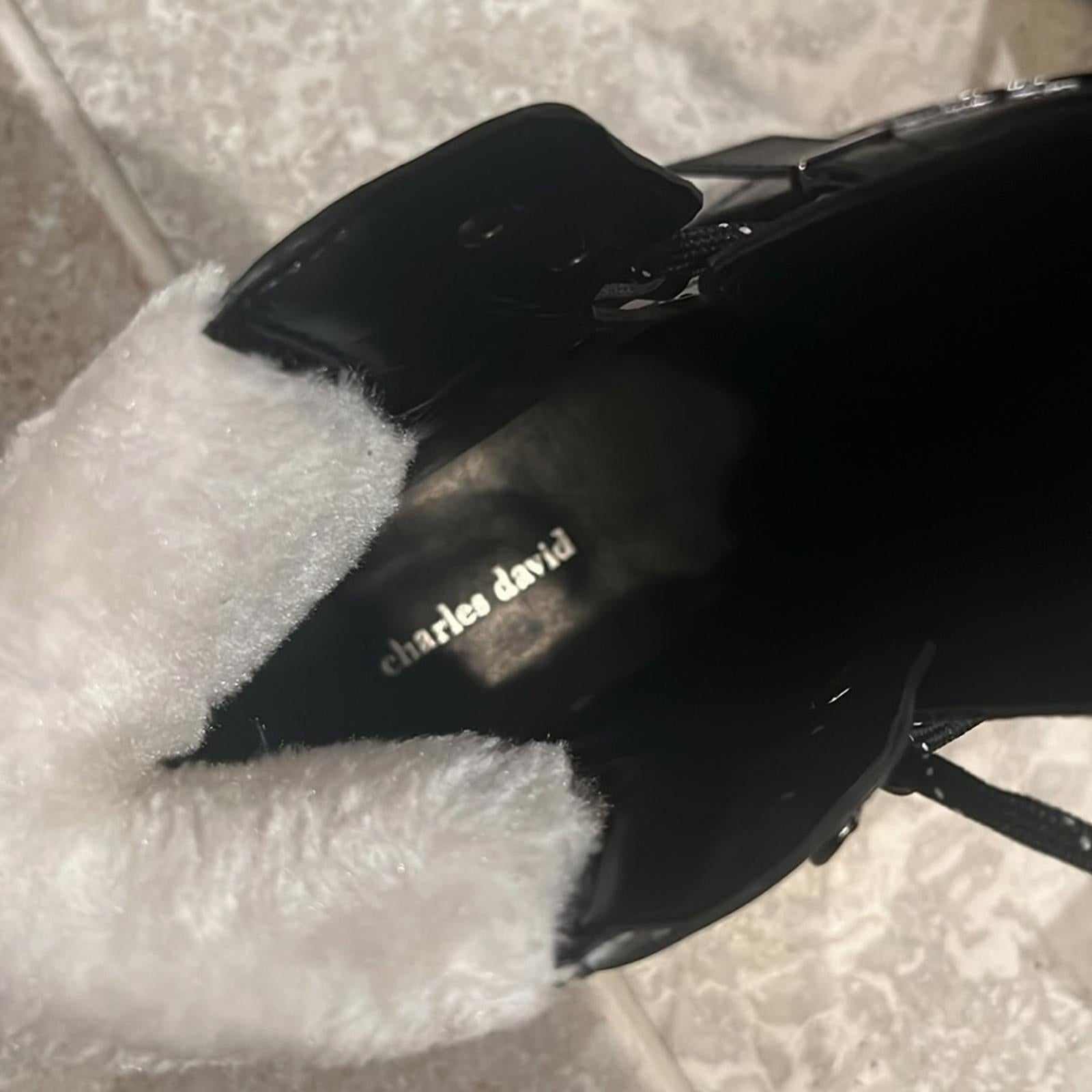 Charles David Cliche Hiking Booties in Black, Size 11 New in Box Retail $229