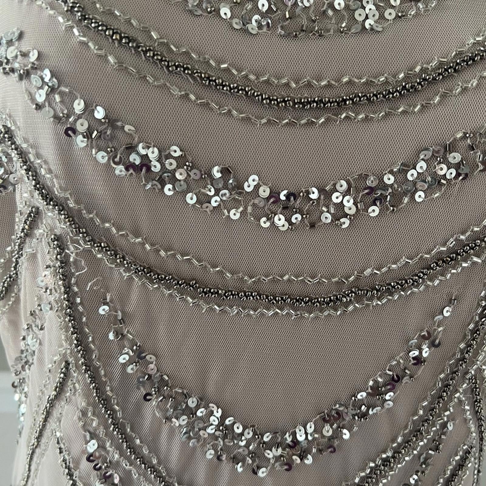Adrianna Papell Women's Chevron Bead Gown Maxi Dress Size 16, New w/Tag $249