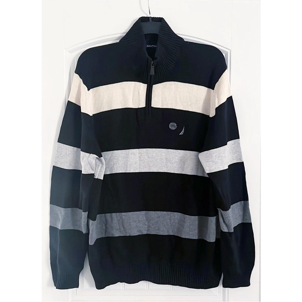 Nautica Quarter-Zip Elbow Patch Mock Neck Sweater, Size 3XL NEW w/Tag