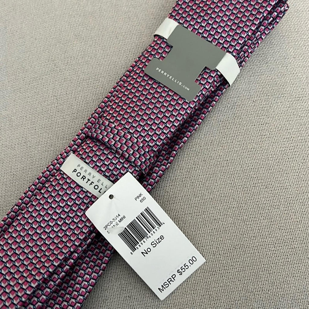 Perry Ellis Portfolio Shane Mini Pink Neck Tie, New w/Tag Retail $55