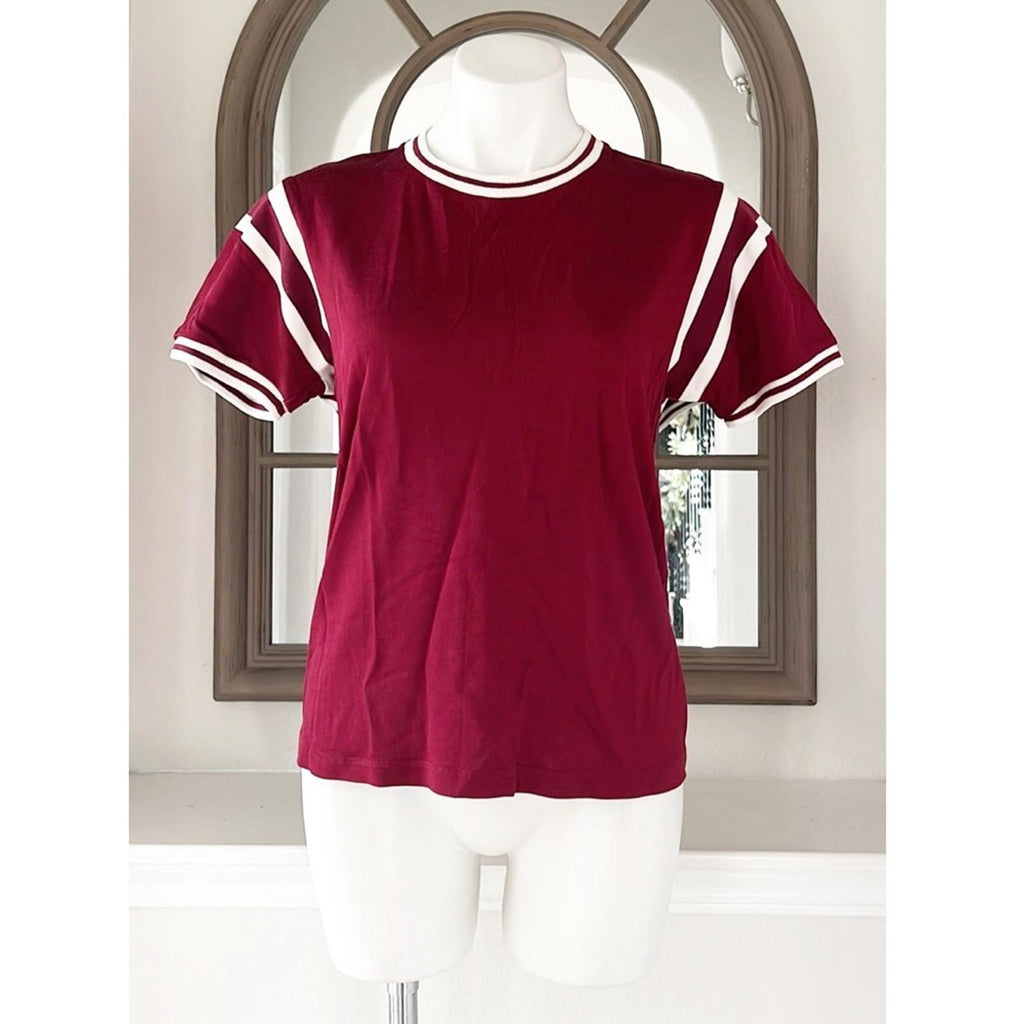 T by Alexander Wang Short Sleeve Jersey Top in Burgundy Red, Size M EXCELLENT!