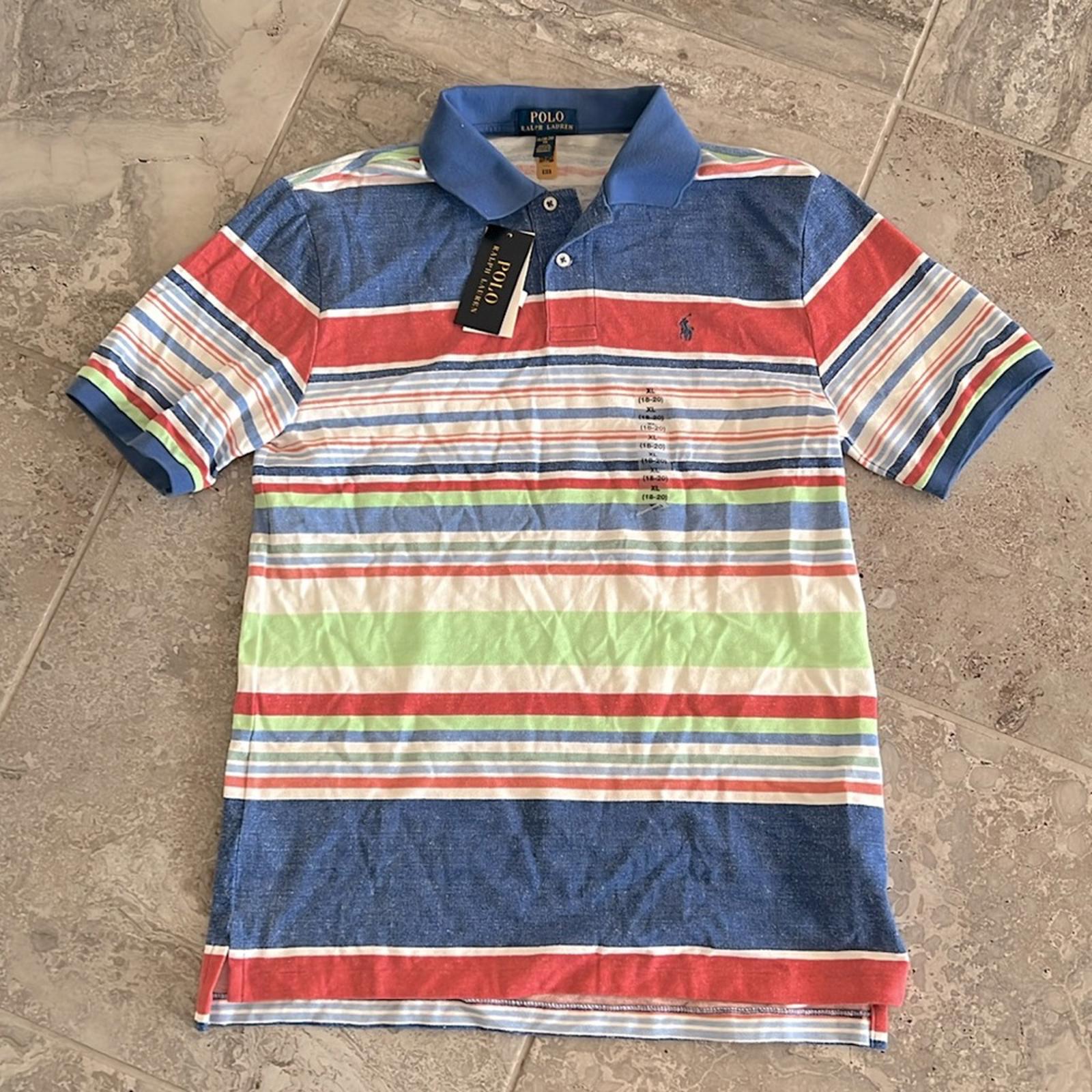 Polo Ralph Lauren Striped Cotton Mesh Polo Shirt, Boys Size XL(18-20) New w/Tag