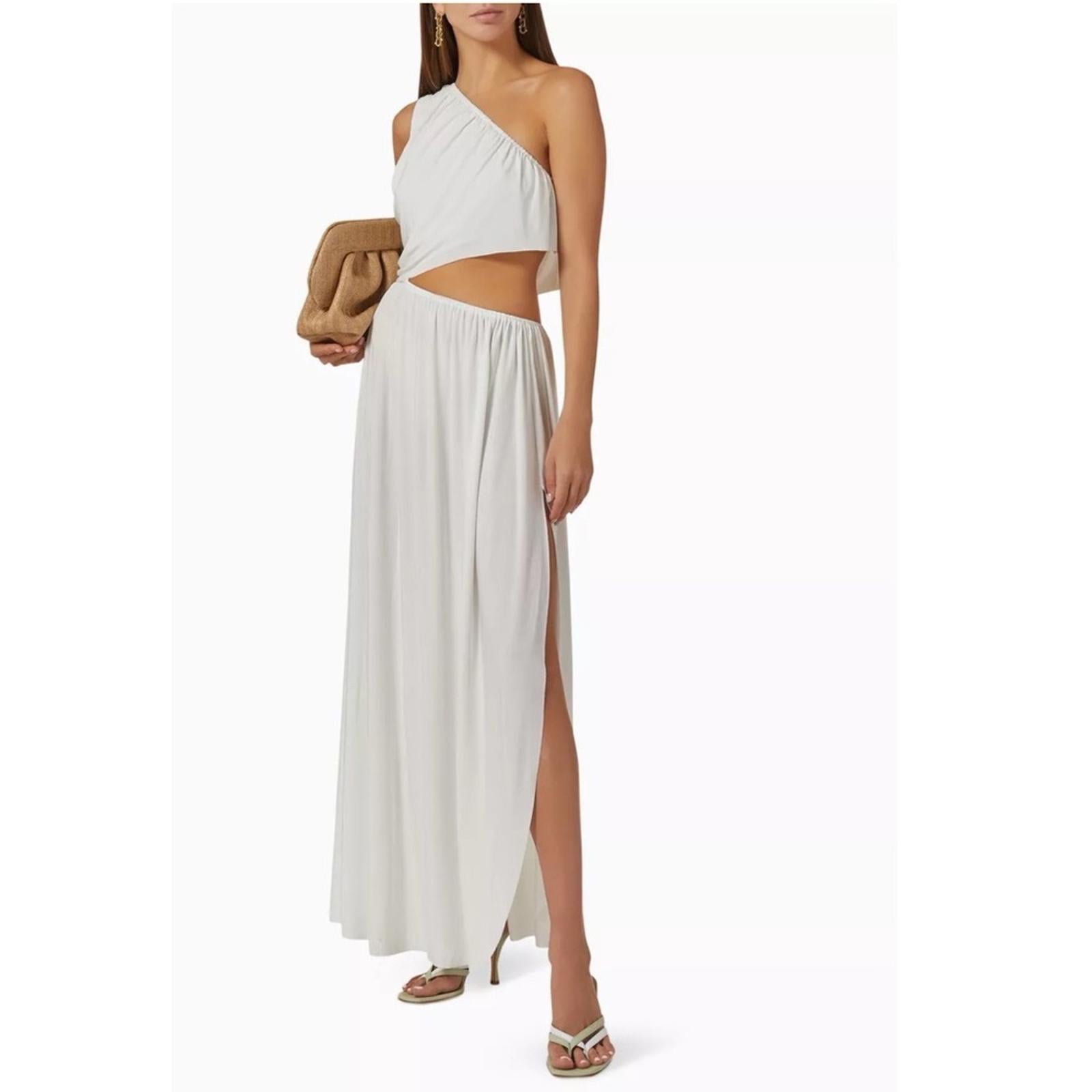 MISA Neutral Calliope One-Shoulder Maxi Dress in White, NWT, Size XS