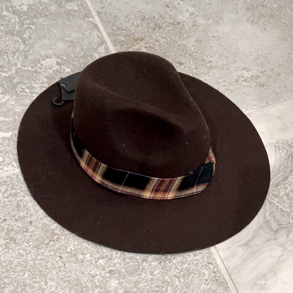 NWT Steve Madden Wool Fedora Hat Plaid A Lovely Hat! in Brown, New with Tag