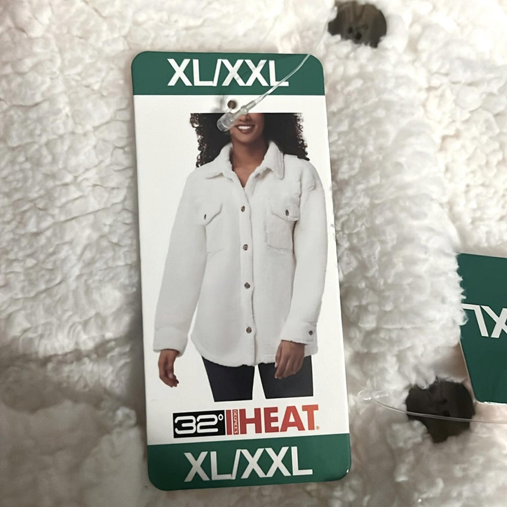 32 Degrees Cozy Fleece Shirt Jacket Oversized, Cream Size XL/XXL NWT