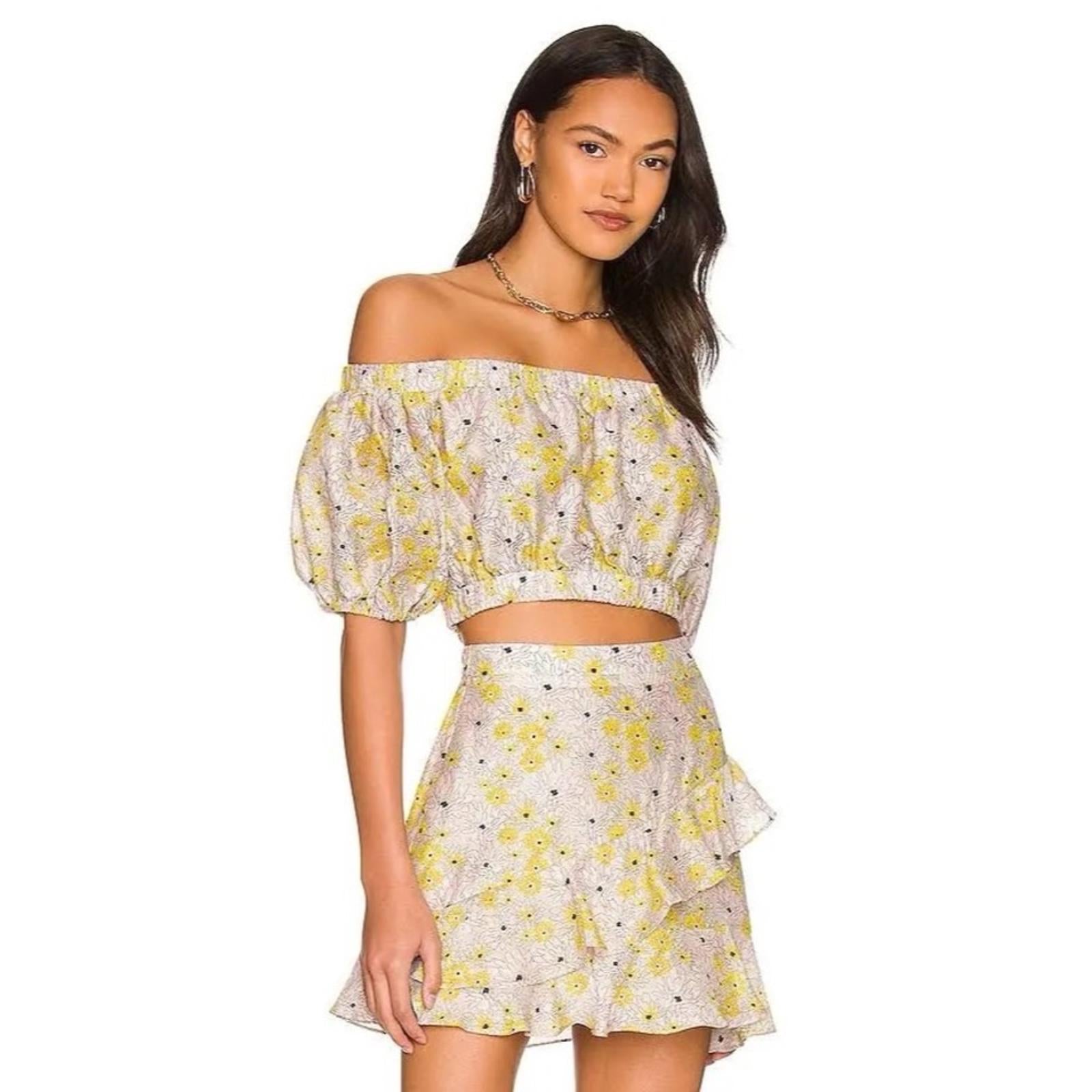 MINKPINK Mitta Mitta Cropped Off-the-Shoulder Top in Multi, Size XS New w/Tag