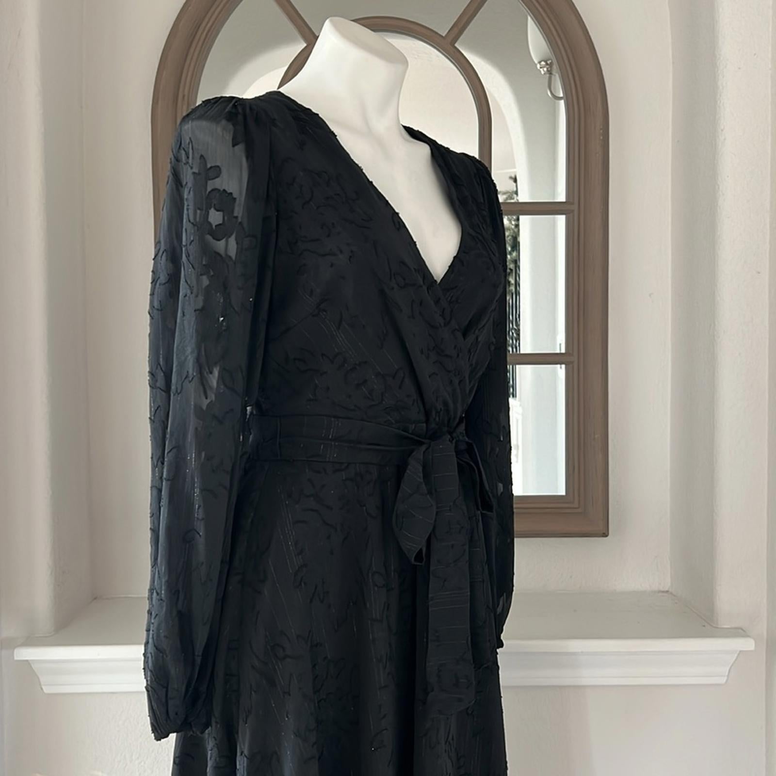 Kensie Fit & Flare Black Dress with Ballon Sleeves, Size 6 New w/Tag $138