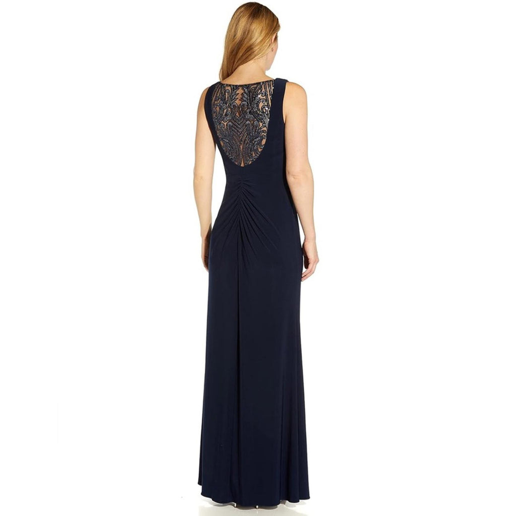 Adrianna Papell Sequin Jersey Dress in Midnight/Navy, NWT, Size 12