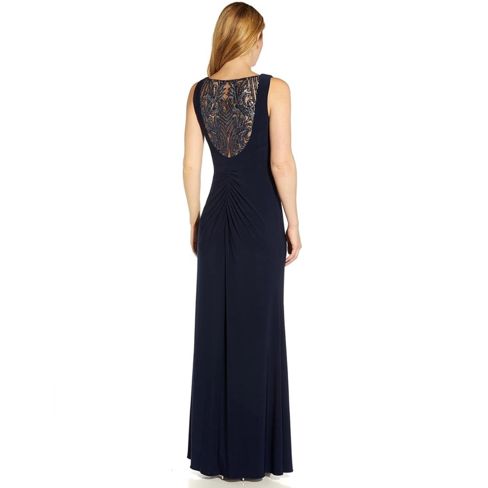 Adrianna Papell Sequin Jersey Dress in Midnight/Navy, NWT, Size 12