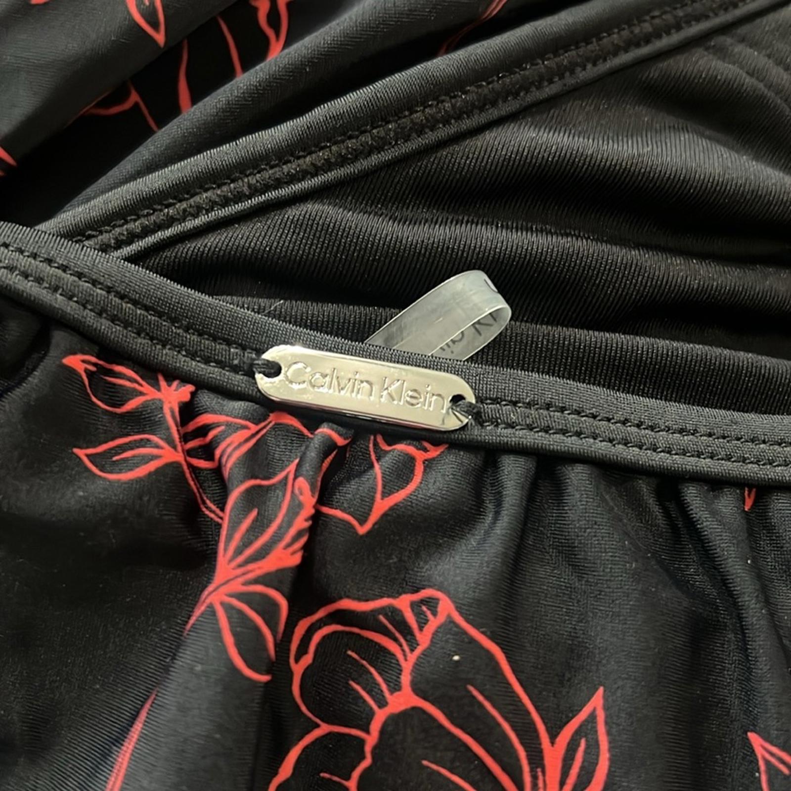 Calvin Klein High Neck Halter Blouson in Black/Red, Size 8 NEW w/Tag $118