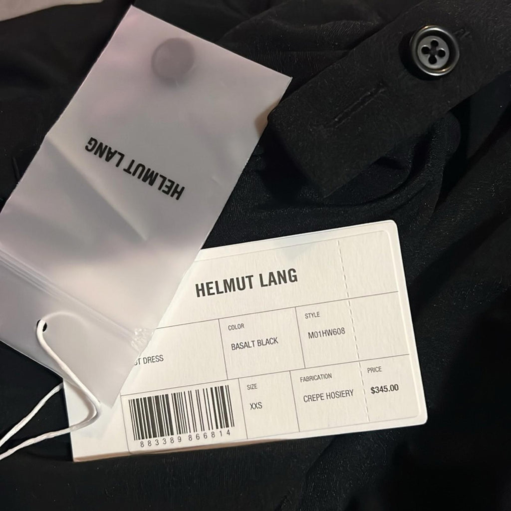 Helmut Lang Twist Midi Dress in Basalt Black, Size XXS NEW w/Tag $345
