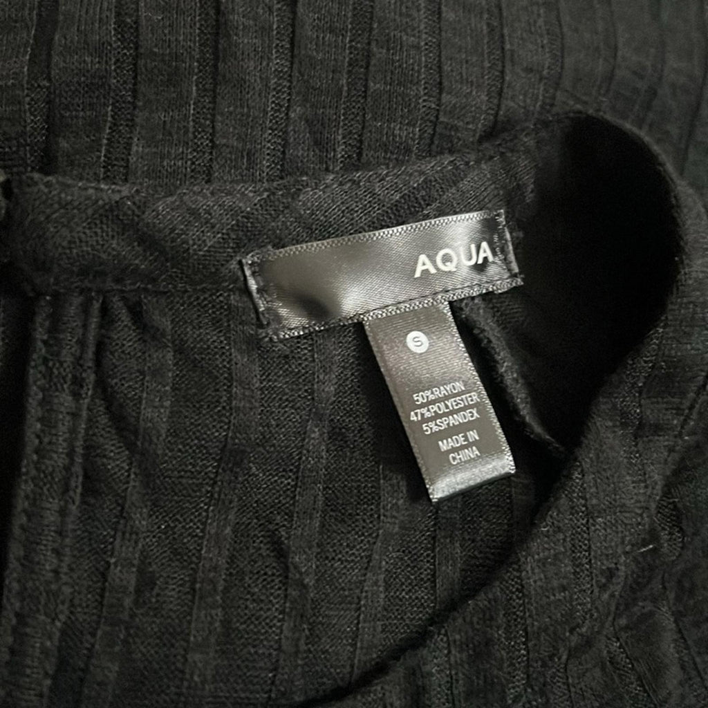 AQUA Long Sleeve Knit Smocked Dress, Black Size S New w/Tag Retail $78