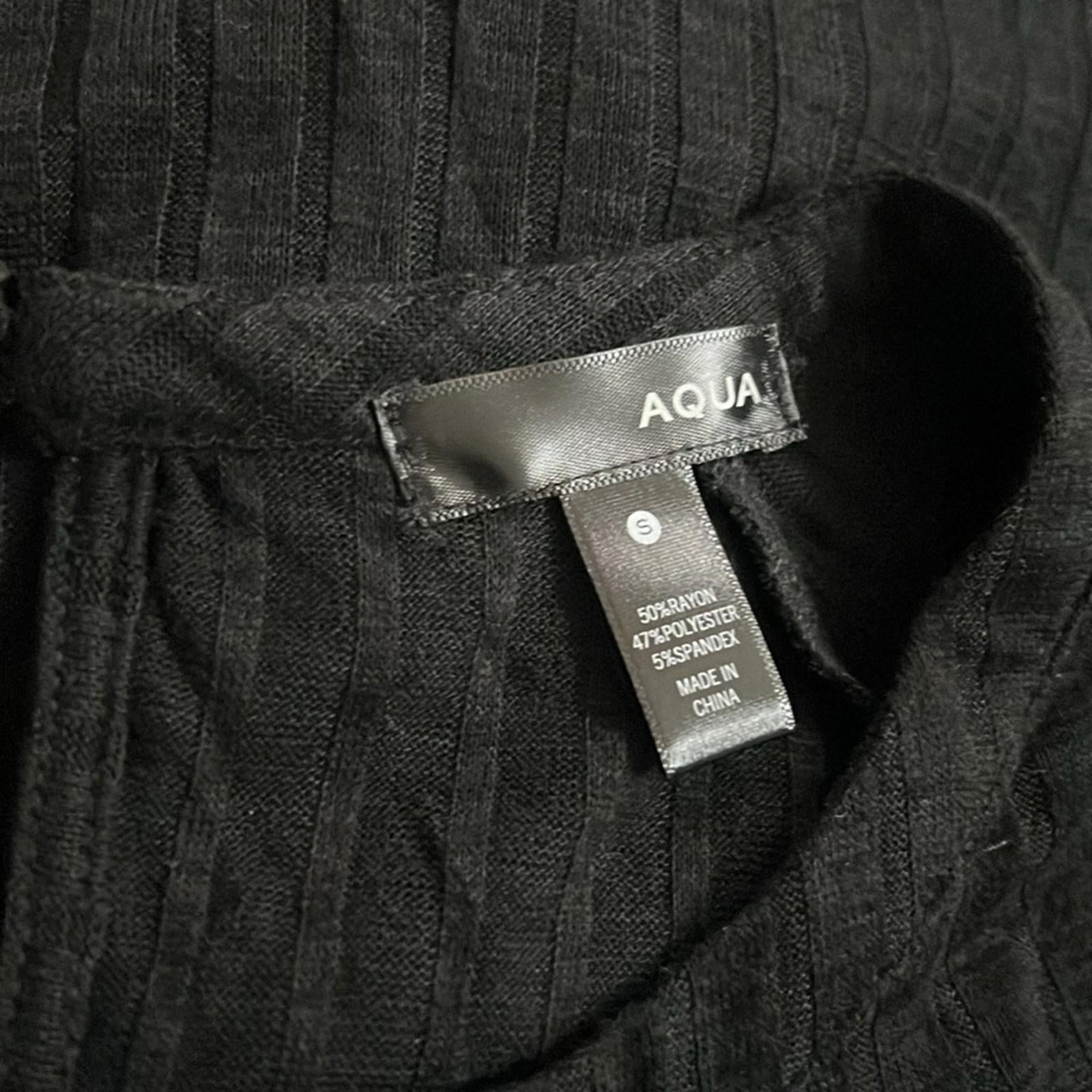AQUA Long Sleeve Knit Smocked Dress, Black Size S New w/Tag Retail $78