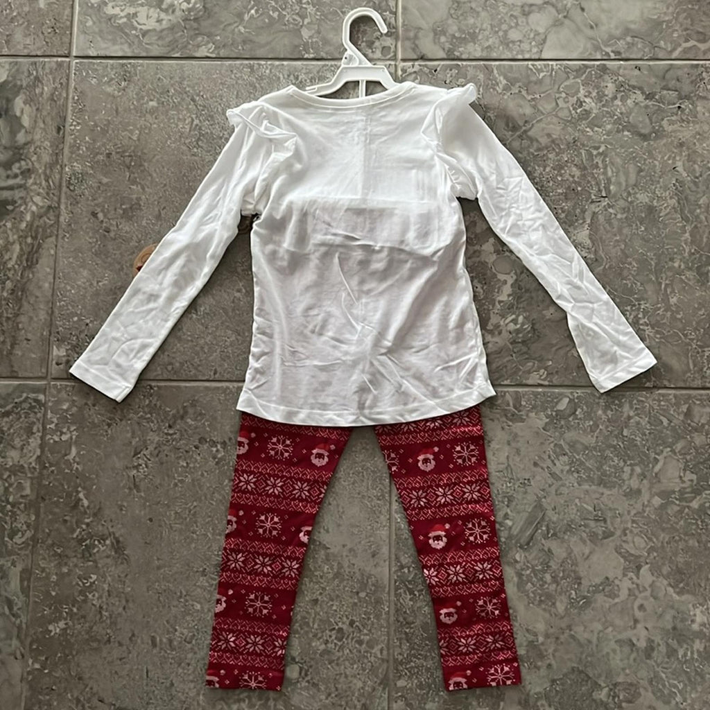 Rae Dunn 2Pc “BELIEVE” Long Ruffle-Sleeve Shirt & All-Over Print Leggings 6X NWT