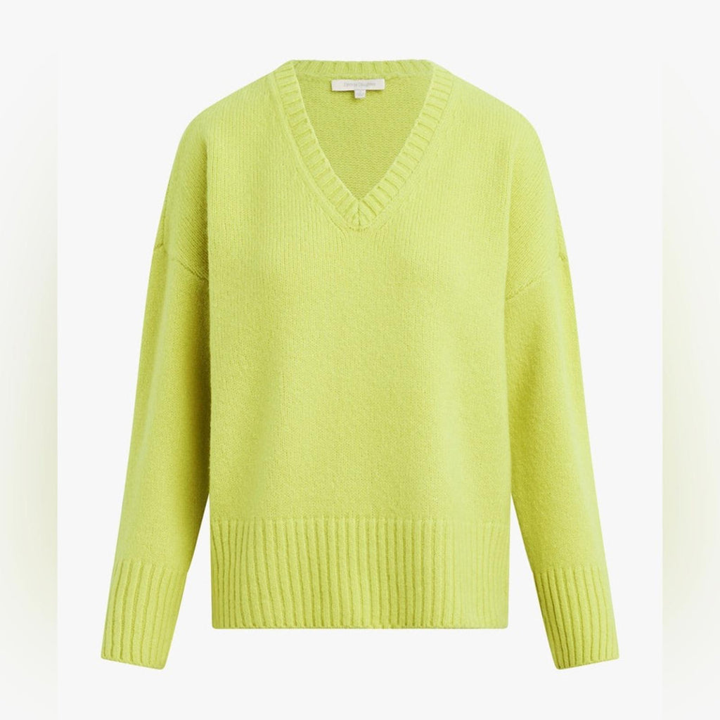 Favorite Daughter The William V-Neck Wool & Cashmere Blend Sweater, Citron NWT