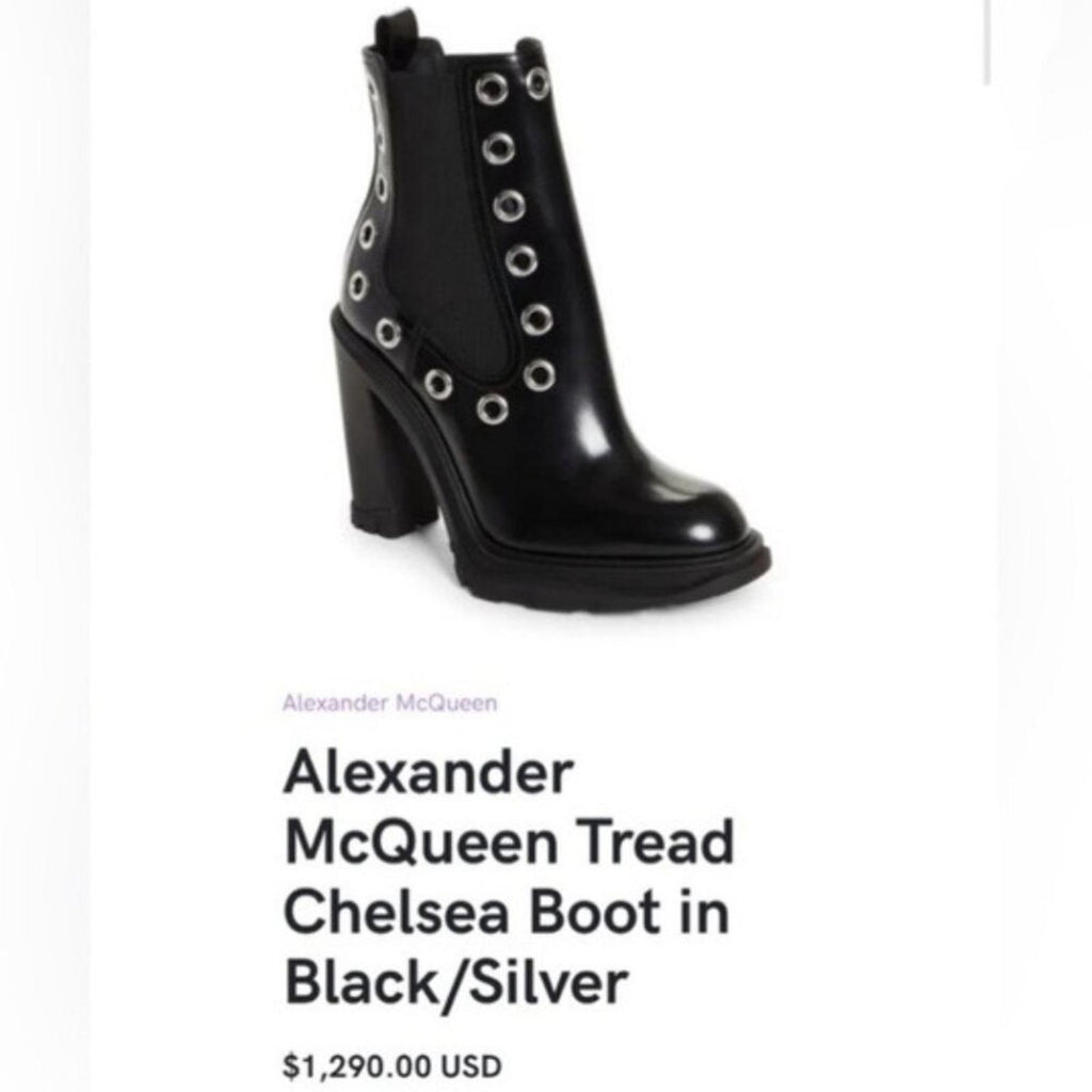 Alexander McQueen Tread Grommet Embellished Boots Black Size 35.5 NEW $1290