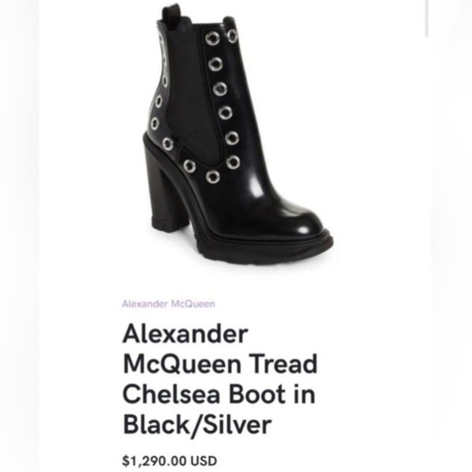 Alexander McQueen Tread Grommet Embellished Boots Black Size 35.5 NEW $1290