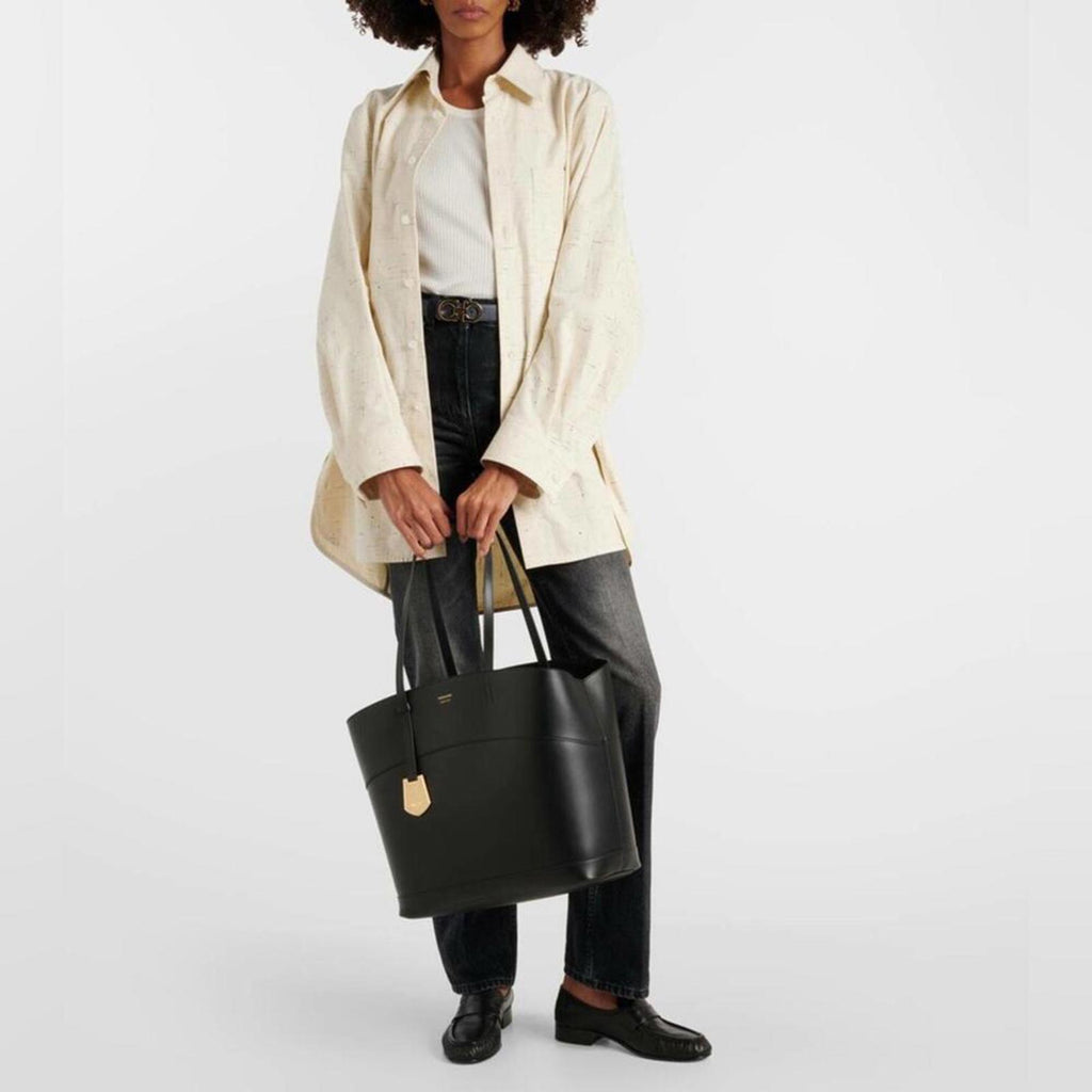 Ferragamo Charming Medium Leather Tote Bag in Black, New with Tag