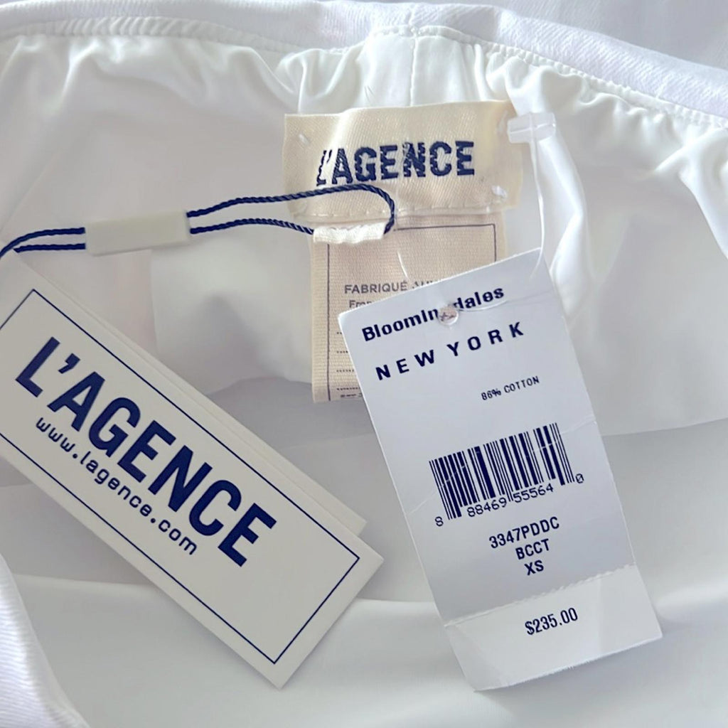L'Agence Brandy Pull On Pencil Skirt in Coated White, NWT, Size XS $235