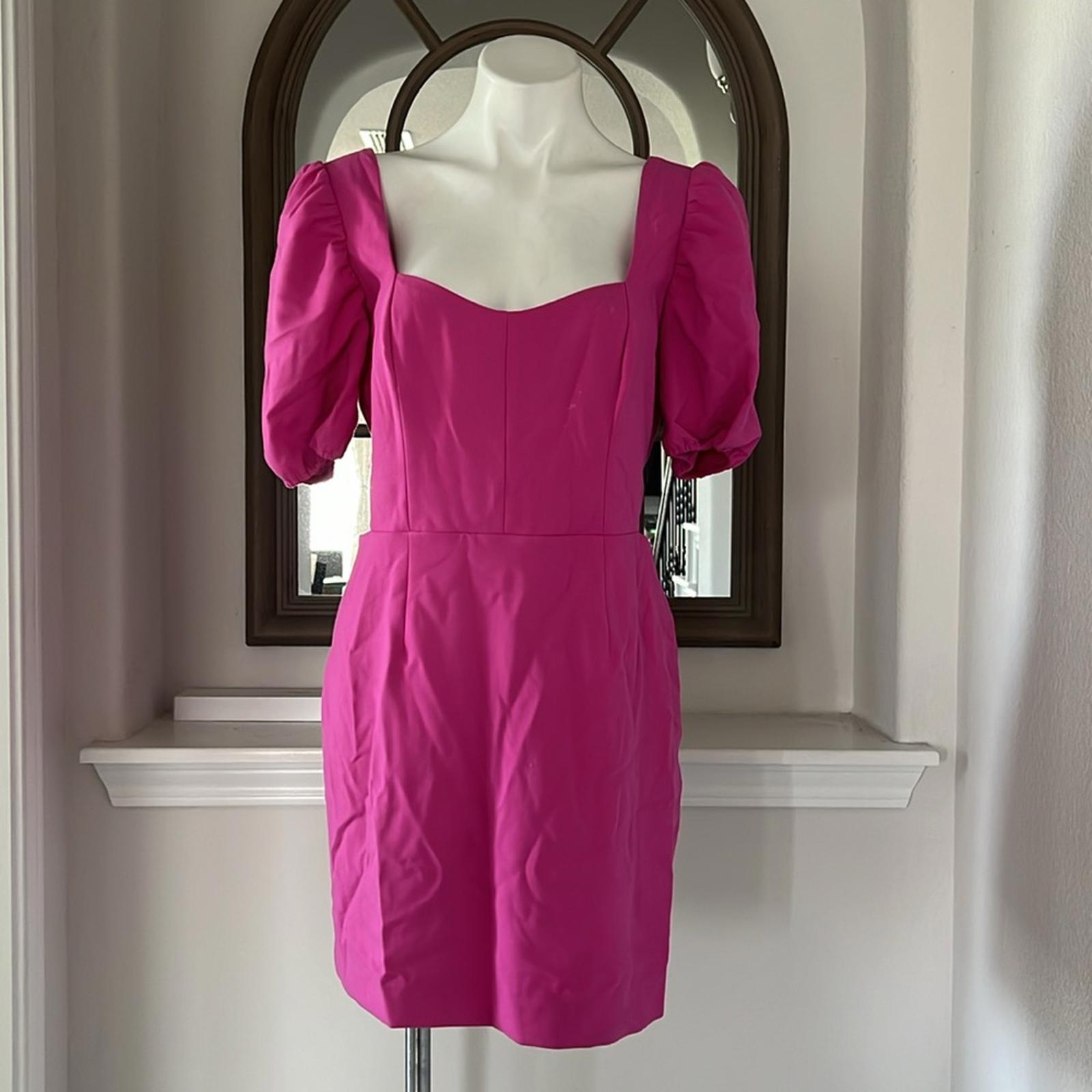 French Connection Puff Sleeve Cutout Dress, Wild Rosa Size 10 New w/Tag $118