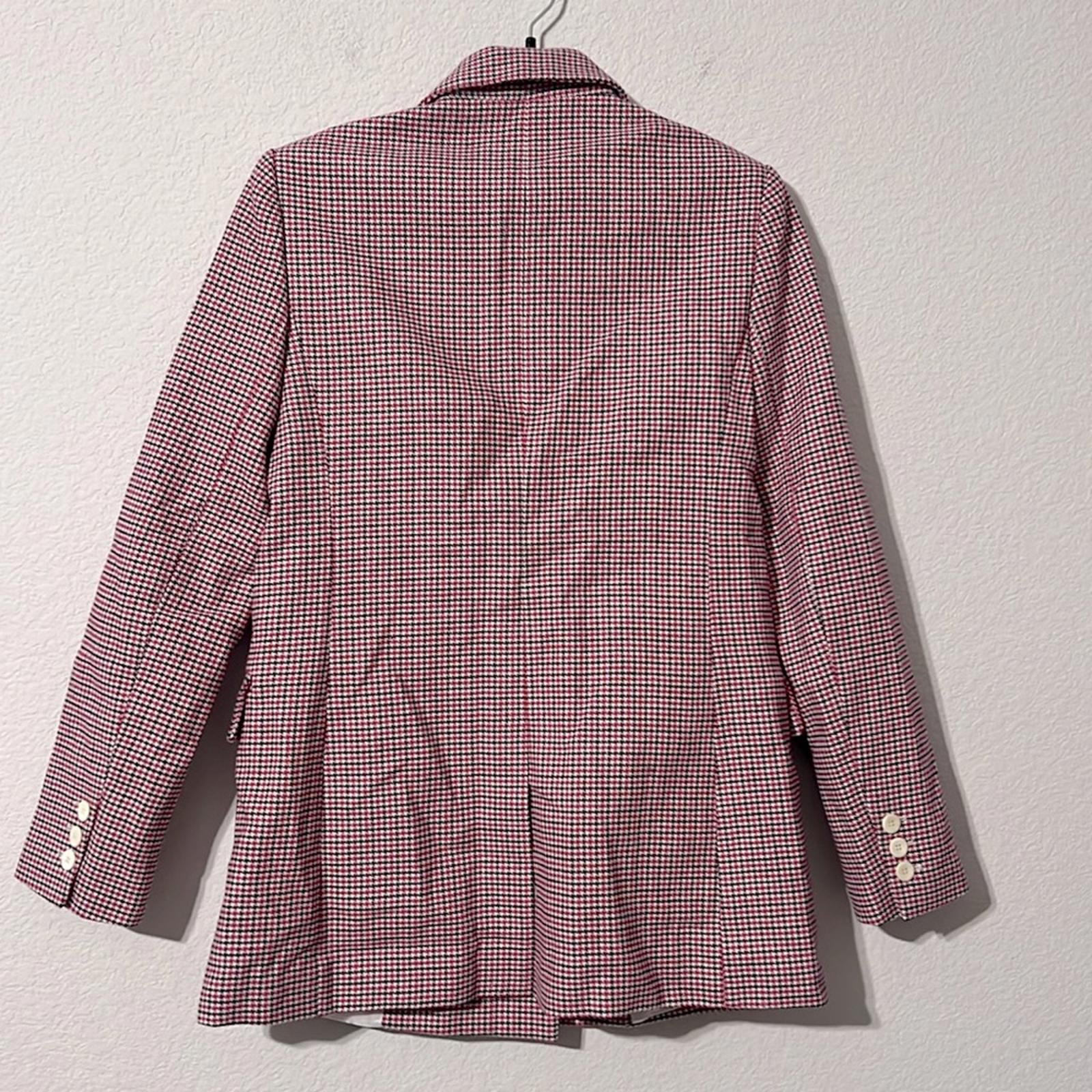 Maje Houndstooth Blazer in Fuchsia/Black, Size 36, New w/Tag
