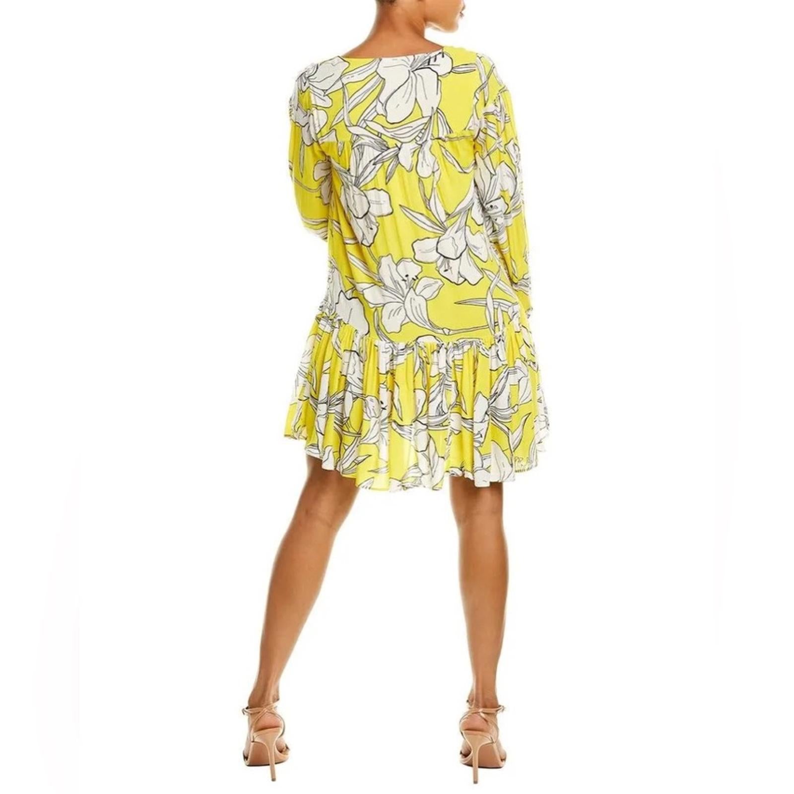 Walter Baker Lilith Floral Long Sleeve Dress in Hibiscus Sun Size L, NWT $268