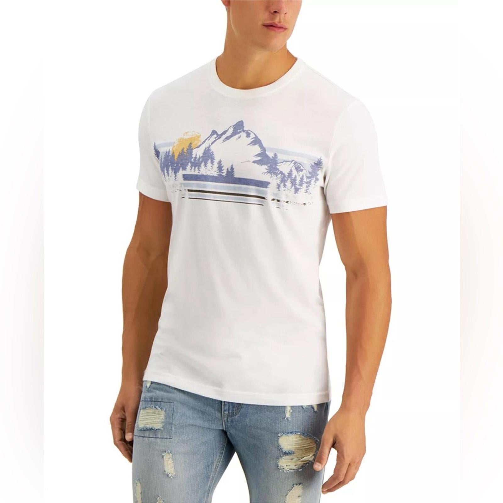 NWT Sun + Stone Men's Mountain Graphic T-Shirt, Sugar Swizzle Size S New w/Tag
