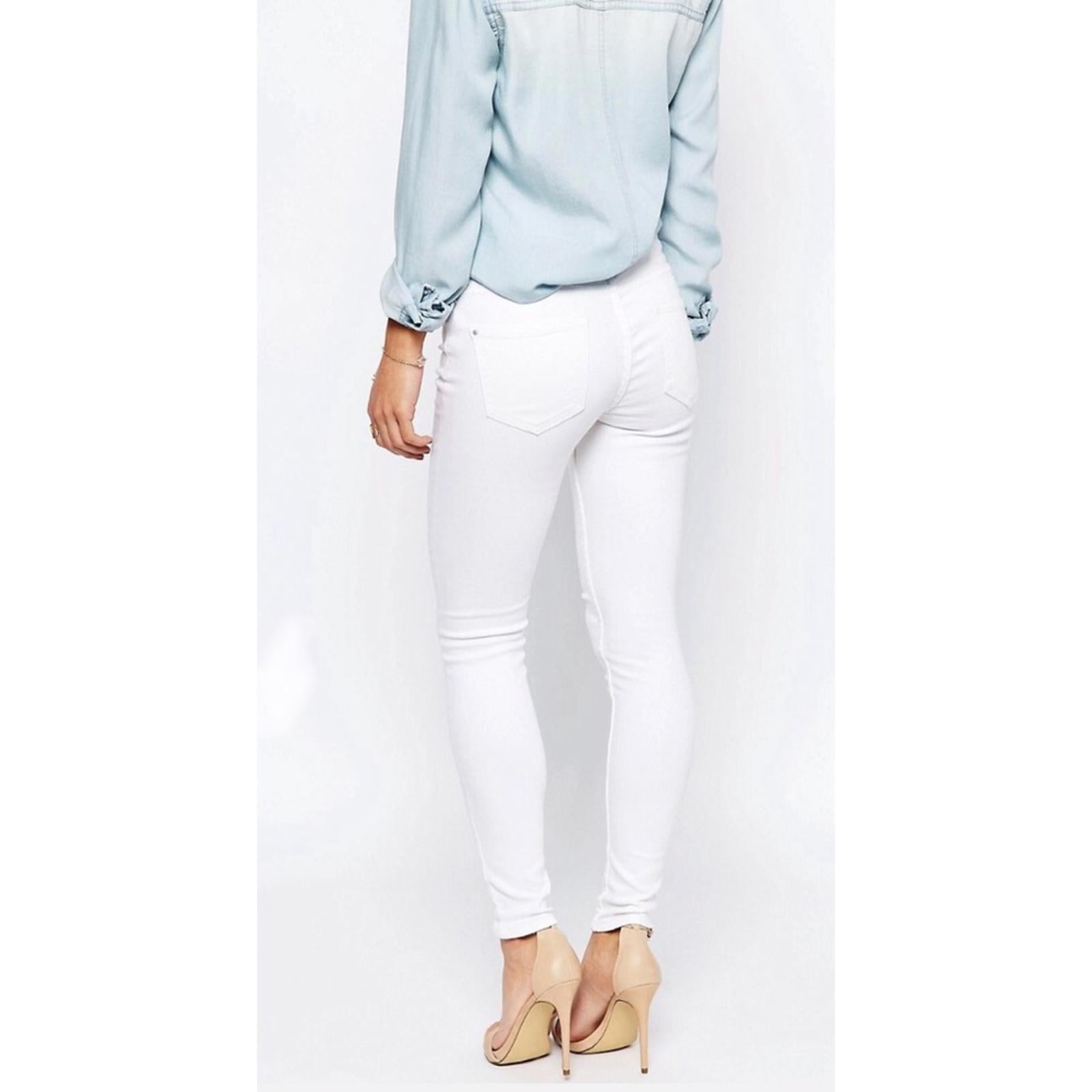 New Look High Waist Super Skinny Jeans in White, Size UK18 / US14