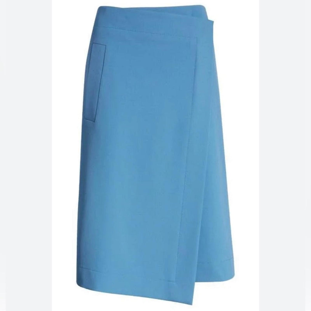 NEW Hugo Boss Vollemo Wrap Front A-Line Midi Skirt in Blue Size 4 New w/Tag
