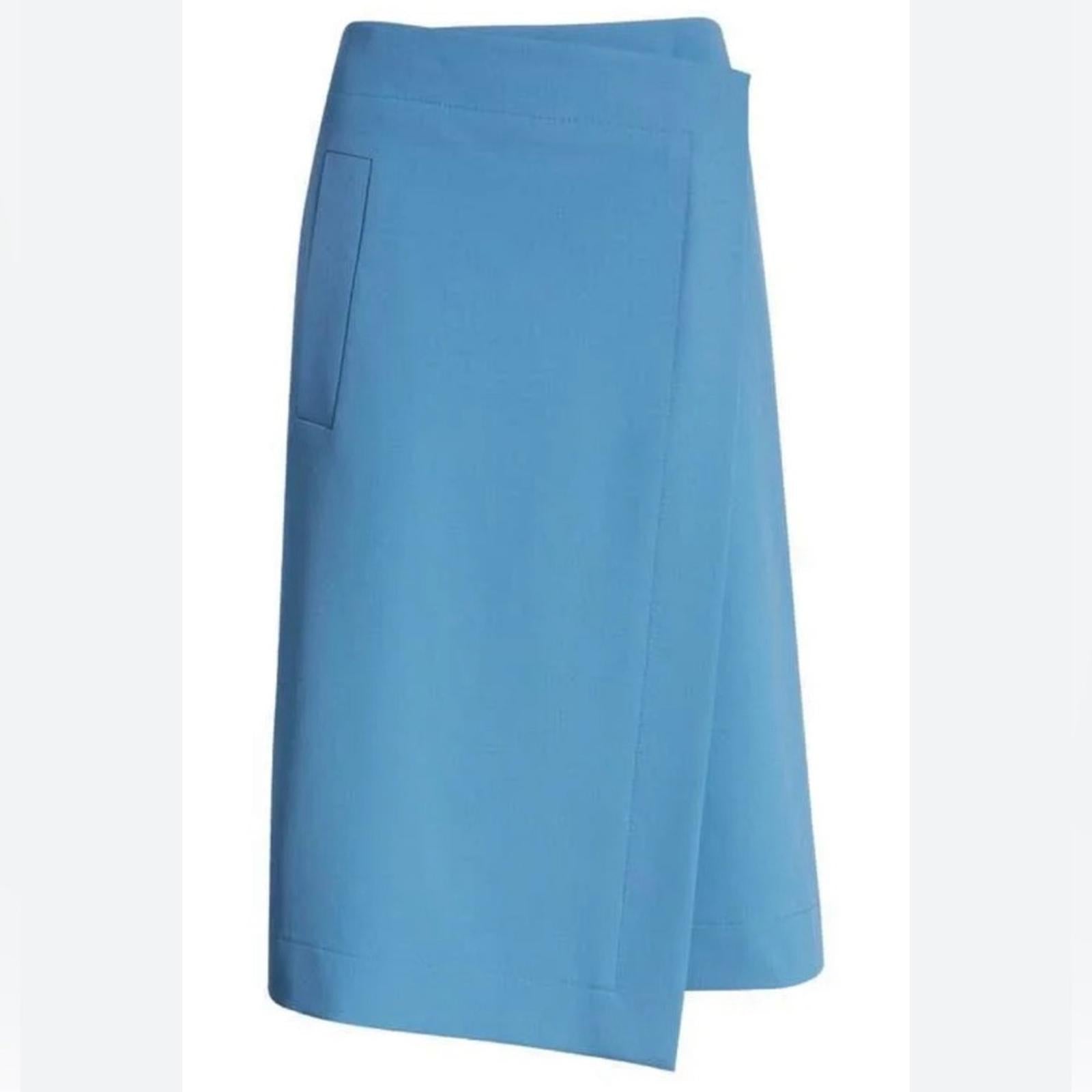 NEW Hugo Boss Vollemo Wrap Front A-Line Midi Skirt in Blue Size 4 New w/Tag