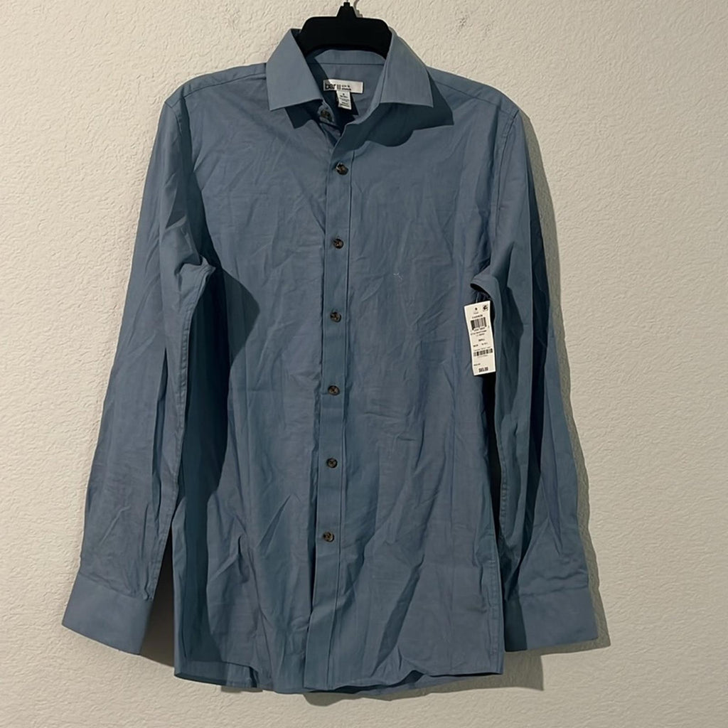 Bar III Men's Organic Cotton Collared Button-Up Dress Shirt, NWT, Size S 14-14.5