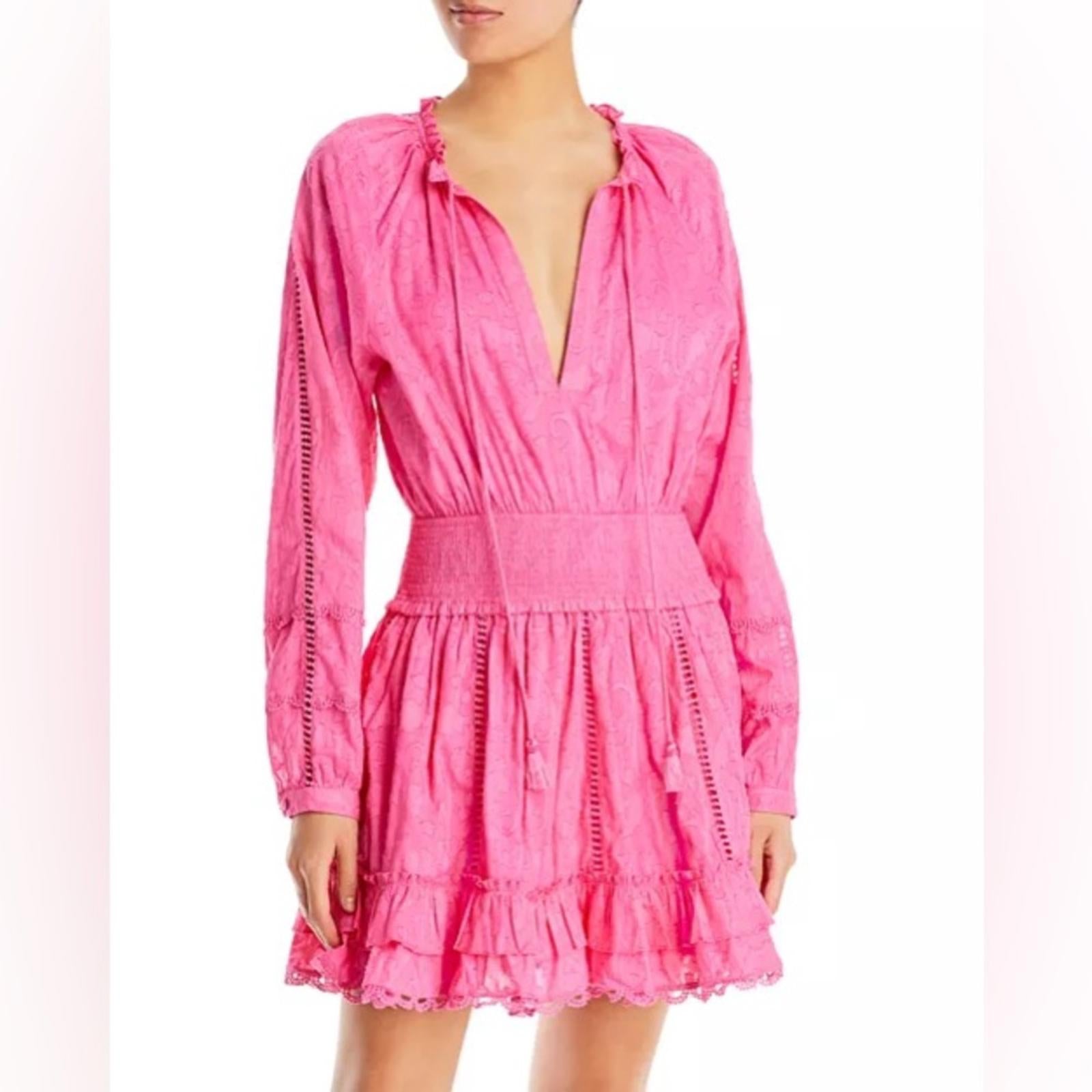 Hemant and Nandita Cotton Ruffled Eyelet Dress, Pink Size XS EXCELLENT! $458