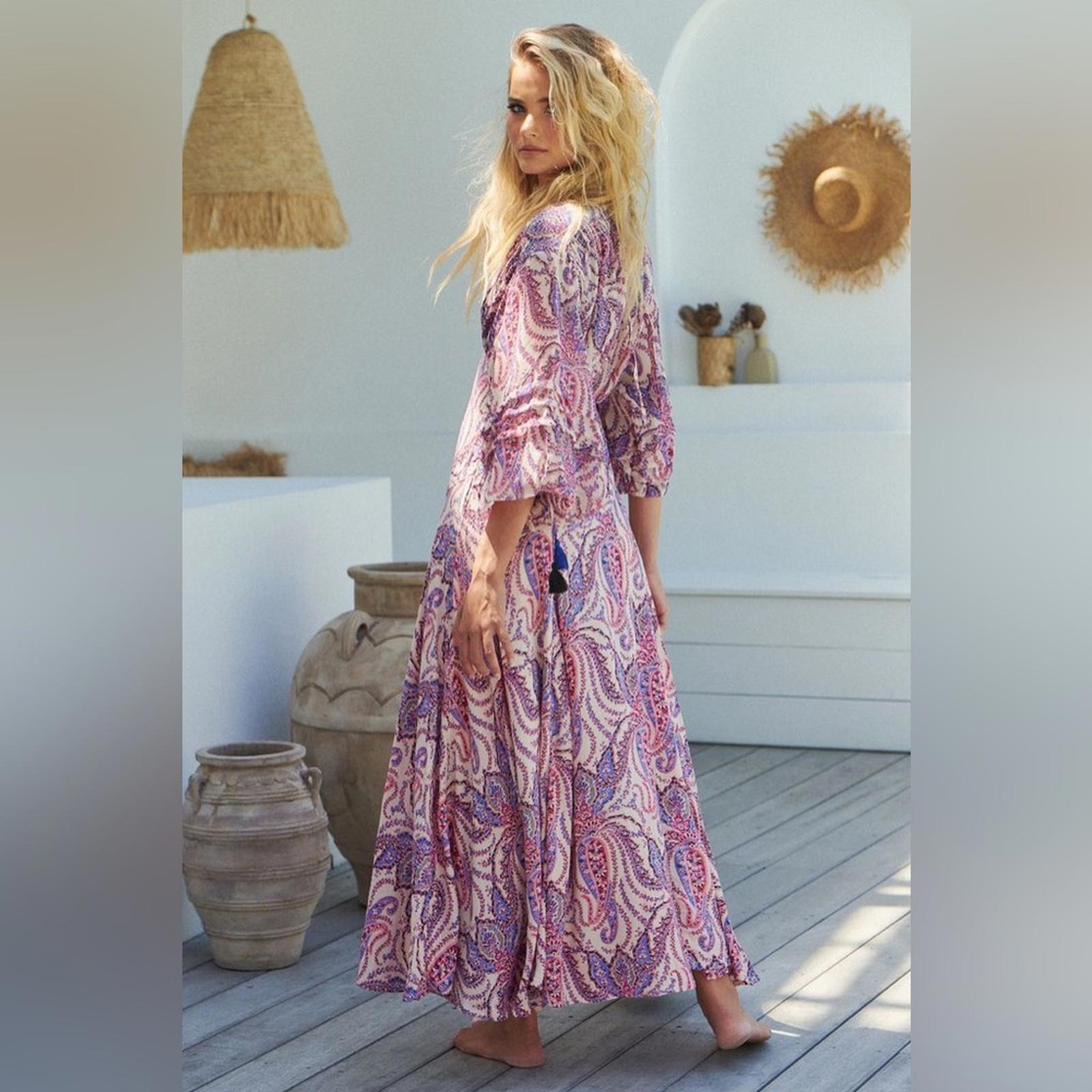 Free People Mirage Boho Printed Blouson Sleeve Maxi Dress, Size 4, New w/Tag