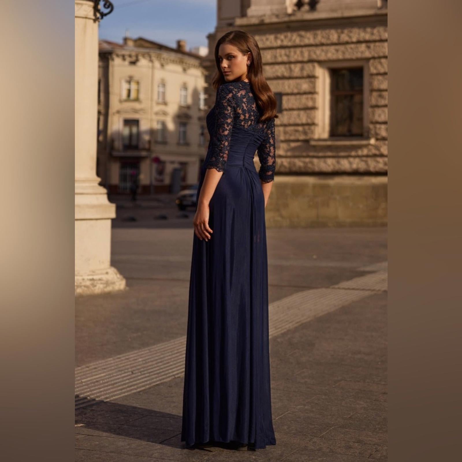 NWT La Femme Jersey Gown w/Knot Detail & Lace Sleeves, Size 4 New w/Tag $515
