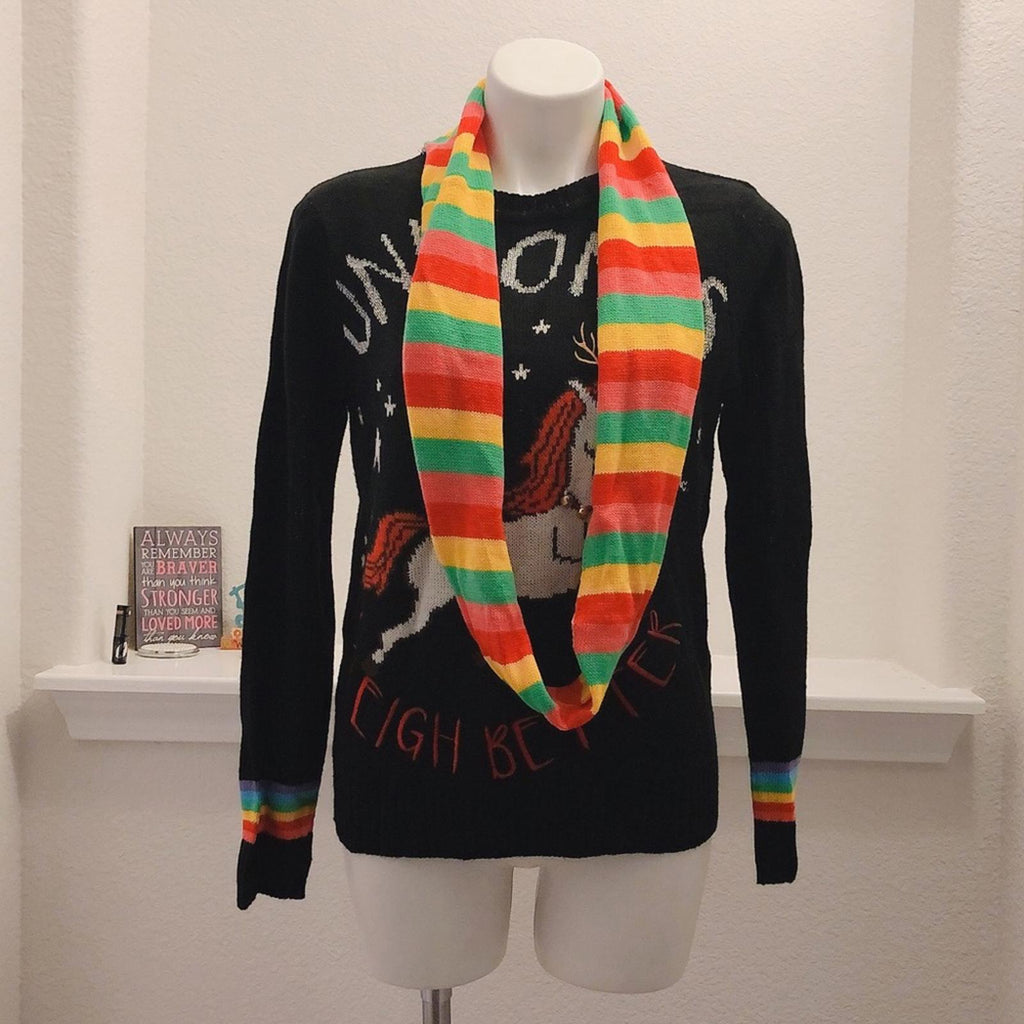 Self Esteem 2-Pc Crewneck Christmas Sweater w/Infinity Scarf, Size M New w/Tag
