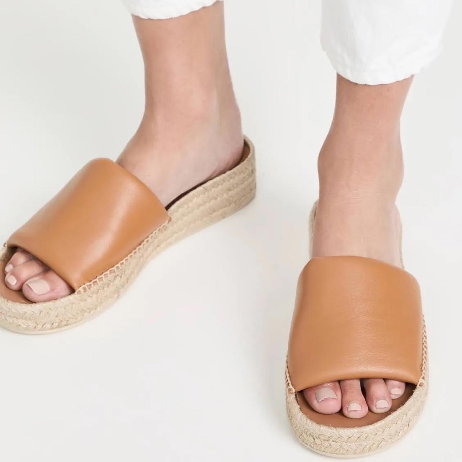 Vince Jesse Leather Espadrille in Burnt Orange, Size 11 New in Box Made in Spain