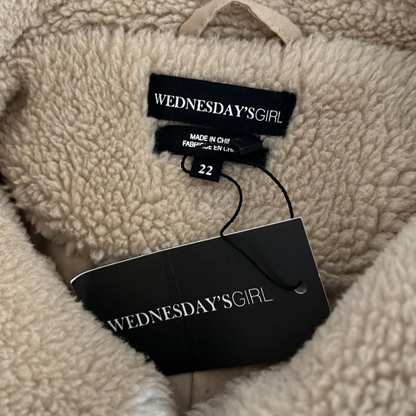 ASOS Wednesday's Girl Curve Teddy Coat in Beige, Size UK 22, US 18 NEW w/Tag
