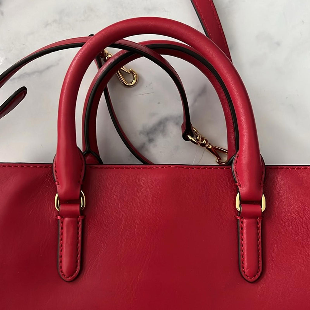 Lauren Ralph Lauren Marcy 26 Small Satchel in Red, NEW w/Tag Retail $350