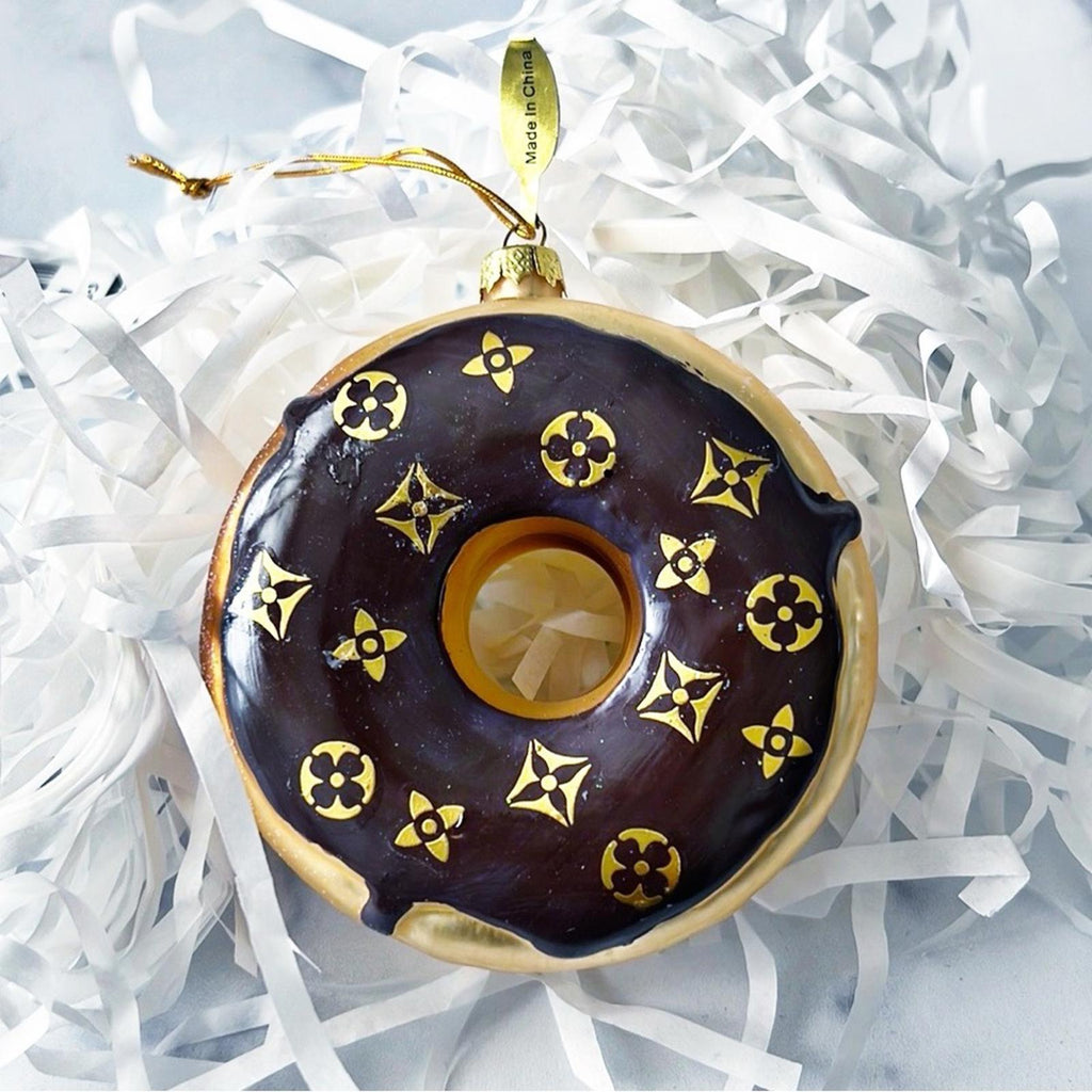 Donut Ornaments, Designer-Inspired, Brown & Gold, New with Tag