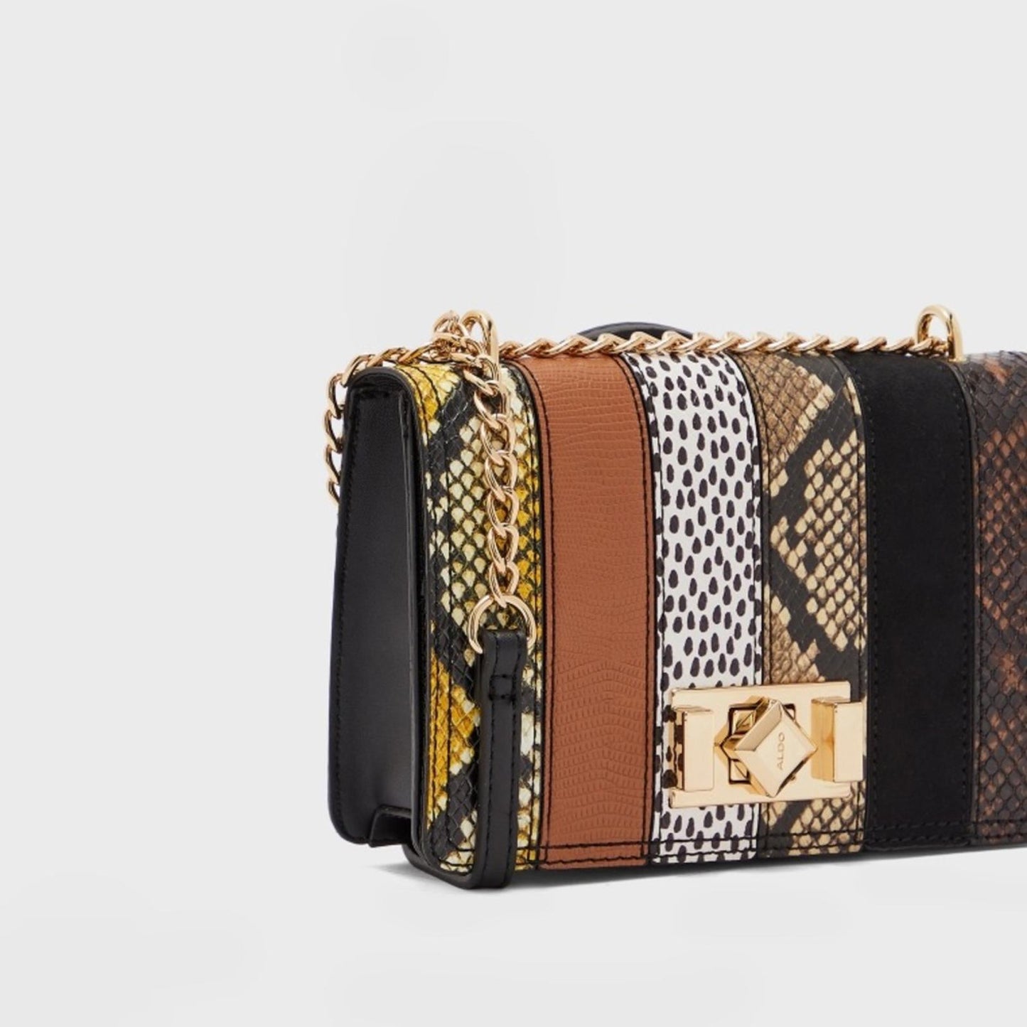 ALDO Lovowia Crossbody with Chain Shoulder Strap in Snake Multi, New w/Tag