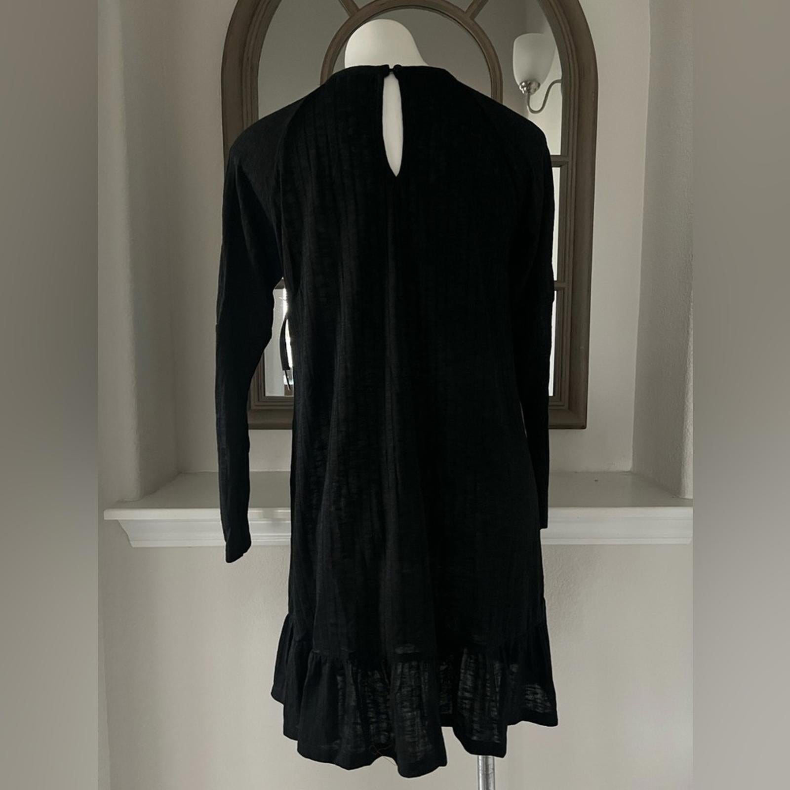 AQUA Long Sleeve Knit Smocked Dress, Black Size S New w/Tag Retail $78