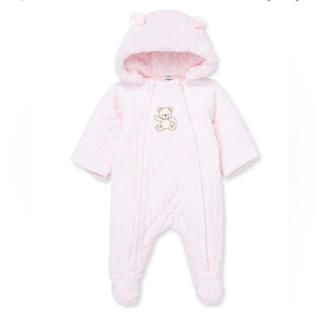 Little Me Bear Quilted Velour Pram/Snowsuit in Pink, 6-9 Months New with Tag
