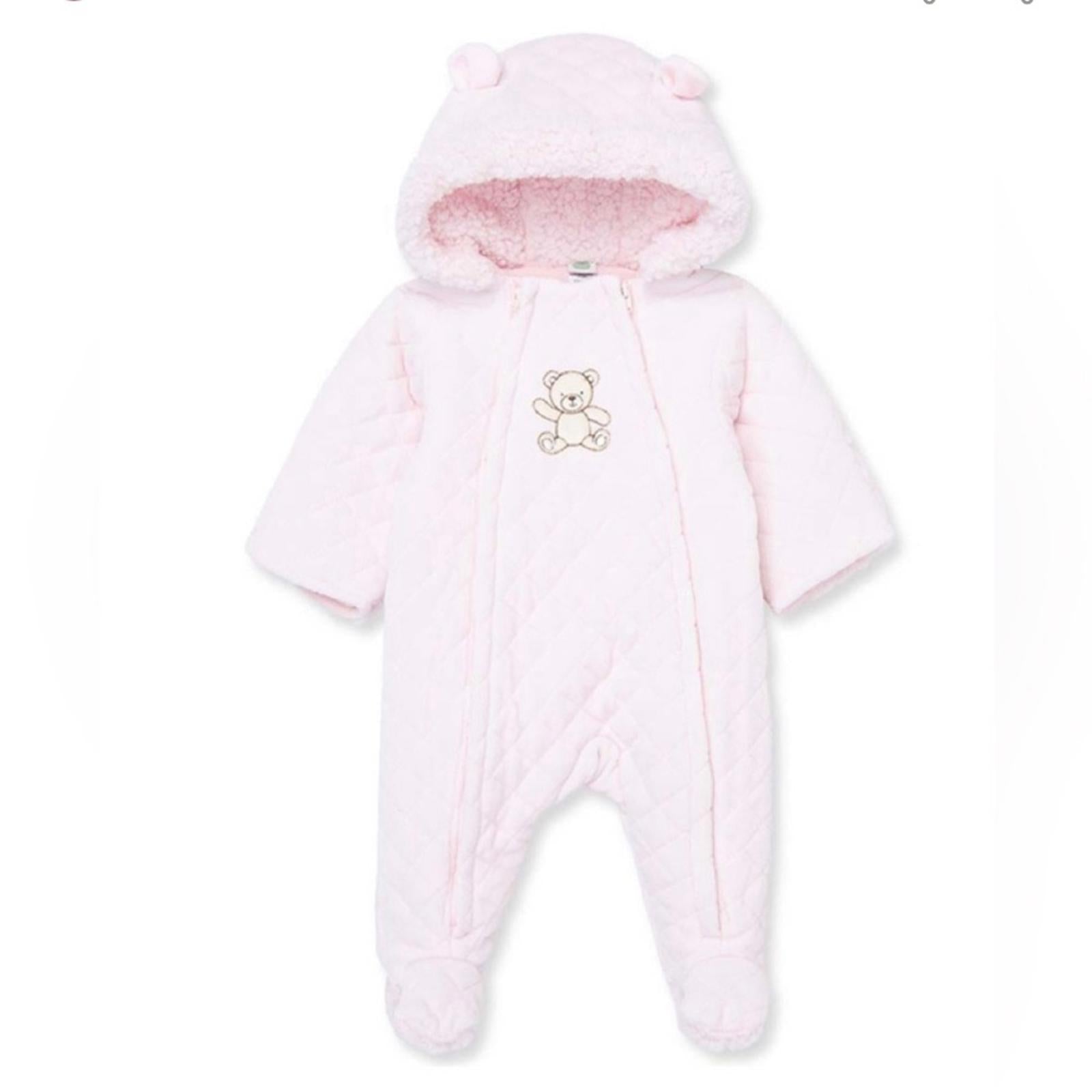 Little Me Bear Quilted Velour Pram/Snowsuit in Pink, 6-9 Months New with Tag
