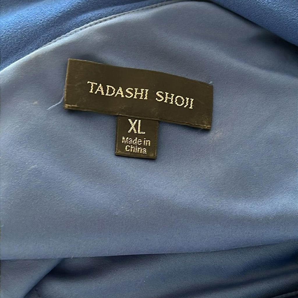 Tadashi Shoji Asymmetrically Pleated Formal Gown, Mystic Blue, Size XL EXCELLENT