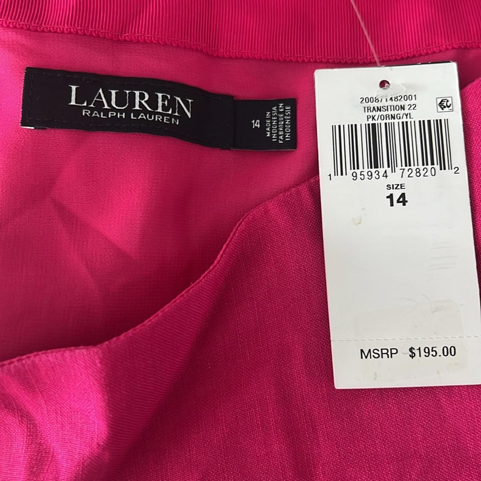 Lauren Ralph Lauren Pink Ombré Linen Blend Midi Skirt, NWT, Size 14