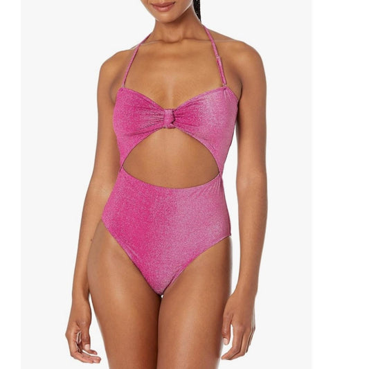 BCBG Knot Front Cut Out On-Piece Swimsuit w/Tummy Control in Berry Size M NWT