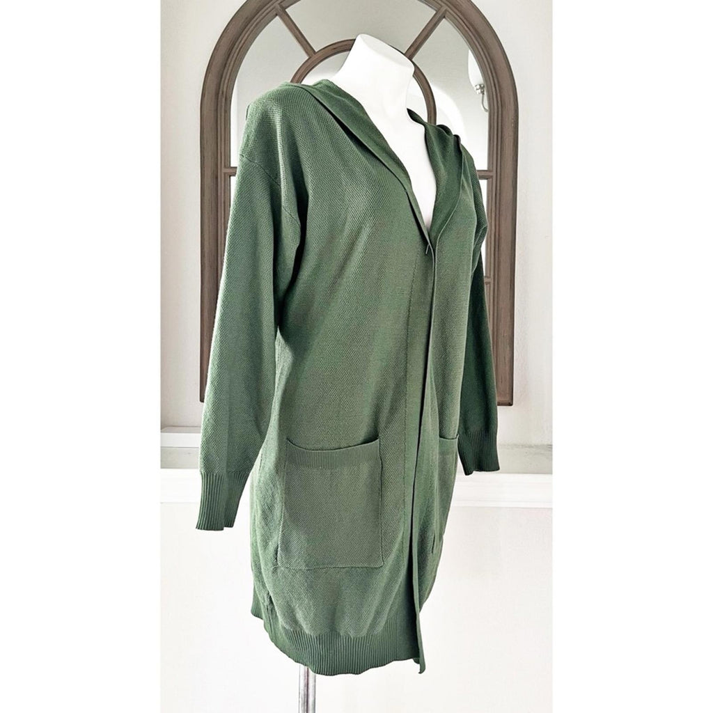 NWT Merokeety Long Cardigan w/Pockets Open Front in Olive, Size S New w/Tag